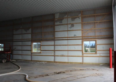 half wall installed with dense pack insulation scaled